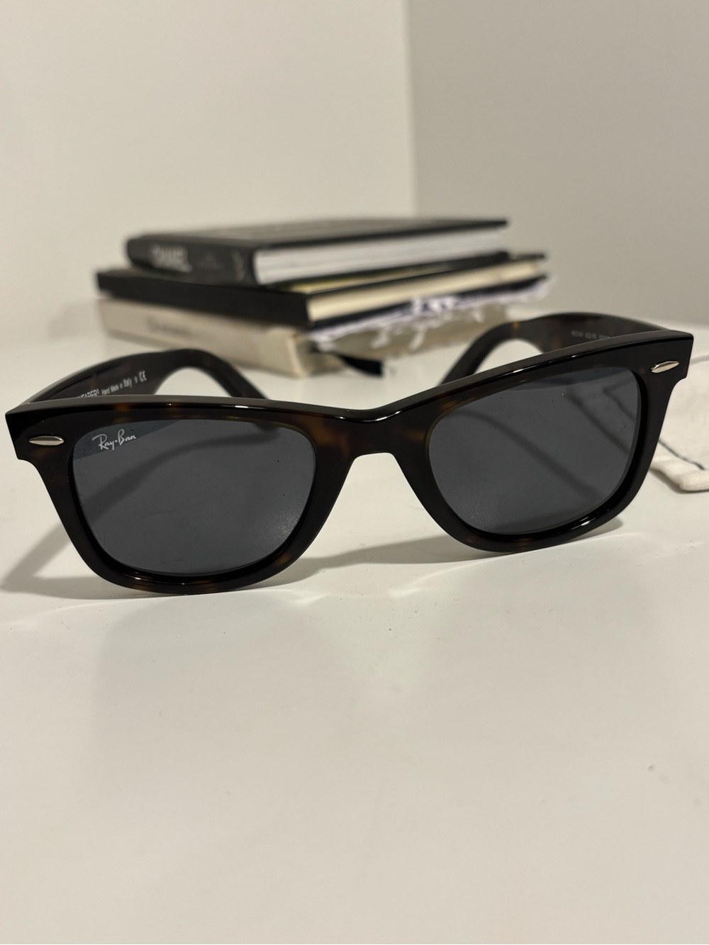 Ray-Ban Tortoiseshell Frame Sunglasses with Dark Gray Lenses